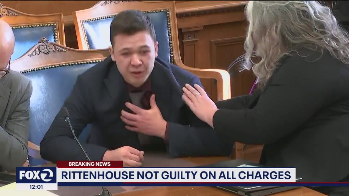 Kyle Rittenhouse reacts to not guilty verdict